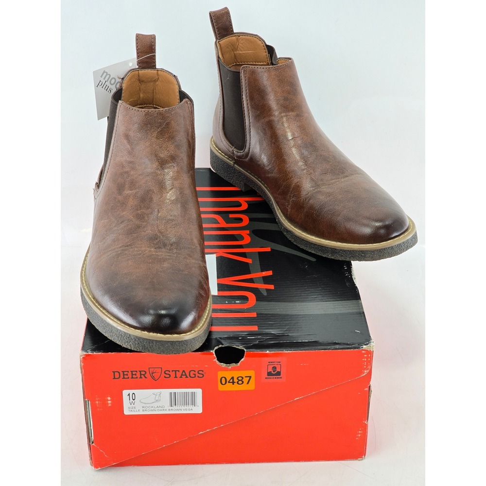 Deer Stags Rockland Chelsea Boots‎ Mens 10W Brown Slip On Memory Foam -Excellent
